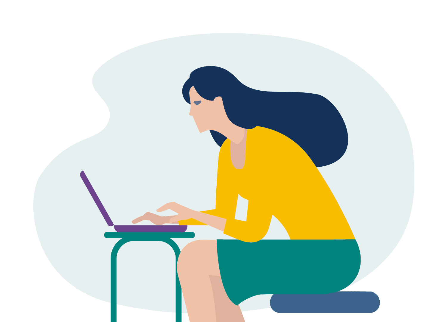 Illustration Frau schreibt am PC einen Blog-Beitrag