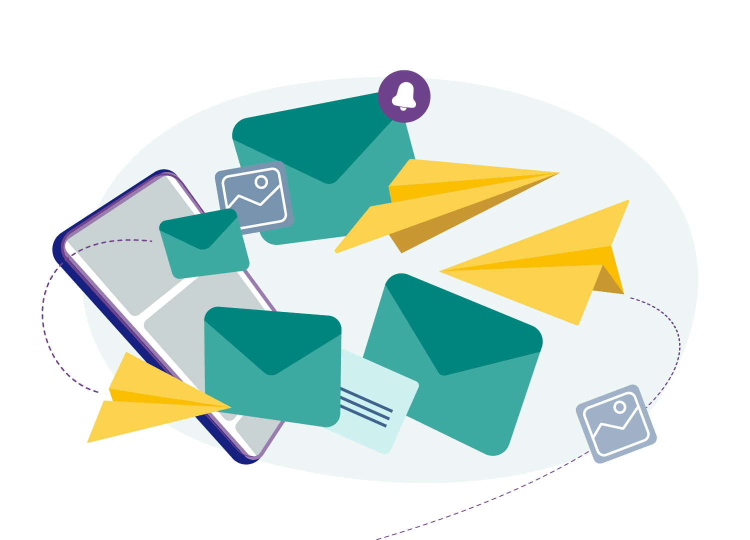 Illustration ALS Seminare Kontaktmöglichkeiten via E-Mail, Telefone, Brief